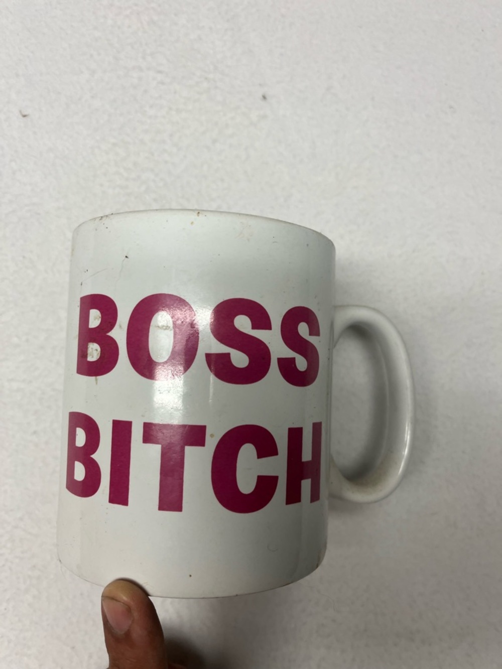 White Mug with Bold Pink 'BOSS